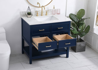 Skylar 36" Single Bathroom Vanity, Blue, With Backsplash
