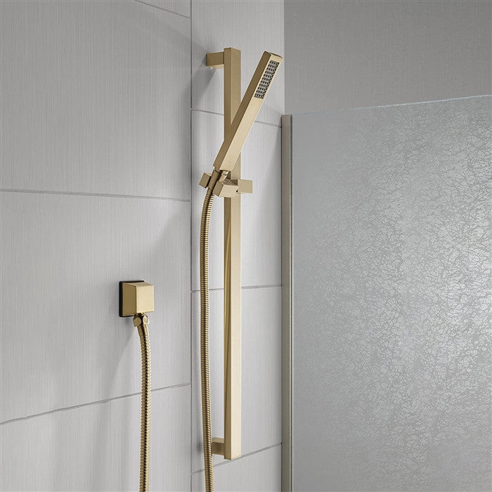 Melfi 22" Brushed Gold Rainfall Shower System, Square Handheld Shower, LED