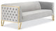 Kara Tufted Sofa, Polished Gold Steel