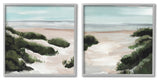 Tall Grass Sand Dunes Soft Wave Beach Landscape,2pc, each 17 x 17