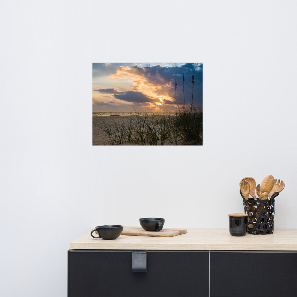 Coastal Style Wall Decor: Anna Maria Island Cloudy Beach Sunset 2 Print, 18" X 24"