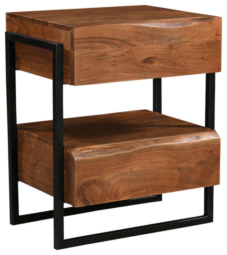 Lydia 2-drawer Live Edge Solid Wood Nightstand