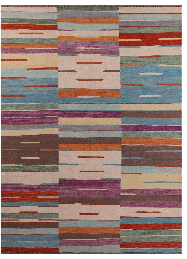 Kilim Flat Weave Wool On Wool Rug 9' 11" X 13' 6" - Q12590