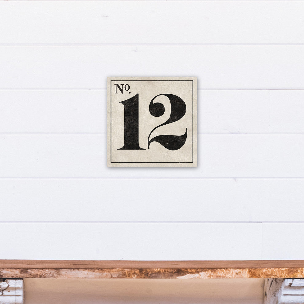 Vintage Number 12 Sign Print on Canvas