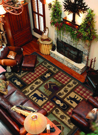 Hudson 1067A Brown/Red 6'7" x 9'6" Rug