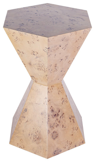 Billie Burl Hexagon Side Table, Light Burl