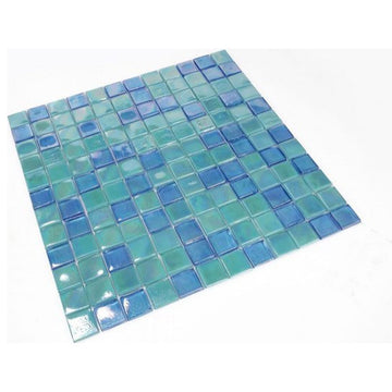 Mosaic Glass Tile Squares For Swimming Pool, Wet Areas & More, Blue Green