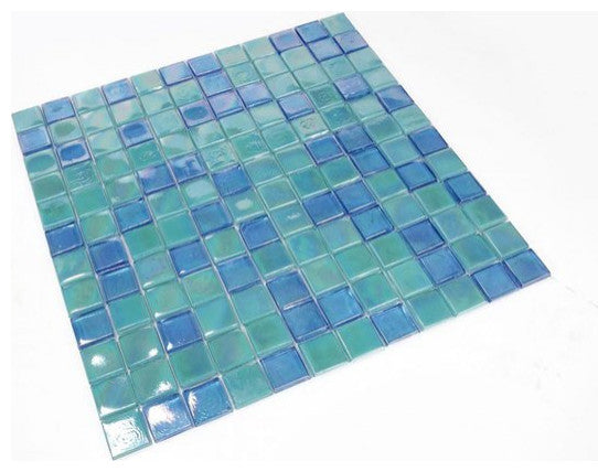Mosaic Glass Tile Squares For Swimming Pool, Wet Areas & More, Blue Green