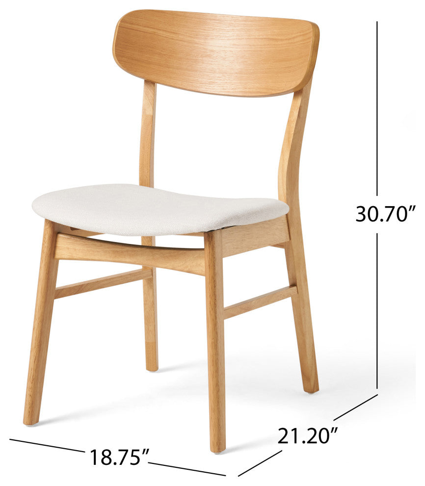 GDF Studio Leona Mid-Century Modern 5 Piece Dining Set, Light Beige
