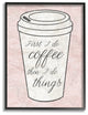 First Coffee Then Things Dusty Rose Pink Marble Framed Giclee Art, 11"x14"