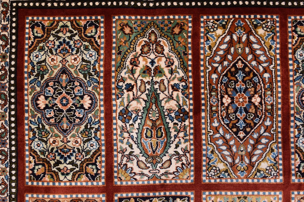 6'x4' Red Tabriz Pure Silk Area Rug Carpet Tree of Life Oriental Hand Knotted