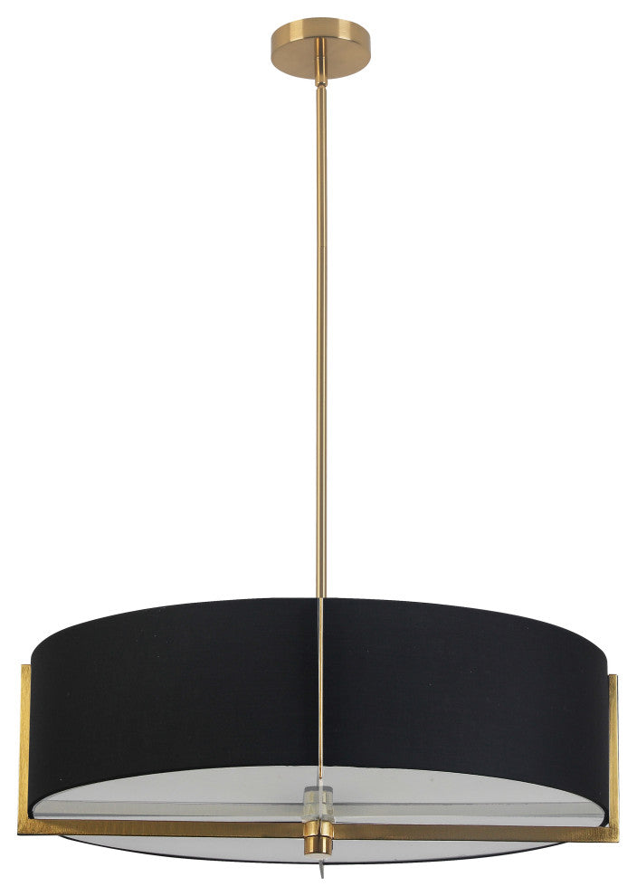 Black Contemporary Pendant With Aged Brass Metal
