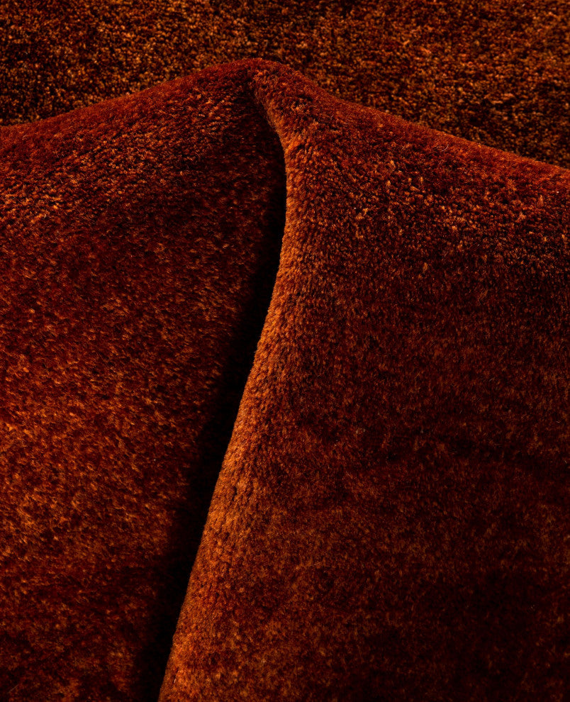 Overdyed One-of-a-Kind Hand-Knotted Area Rug Orange, 4' 1" x 4' 1"