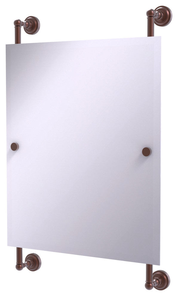 Dottingham Frameless Rail Mounted Mirror, Antique Copper