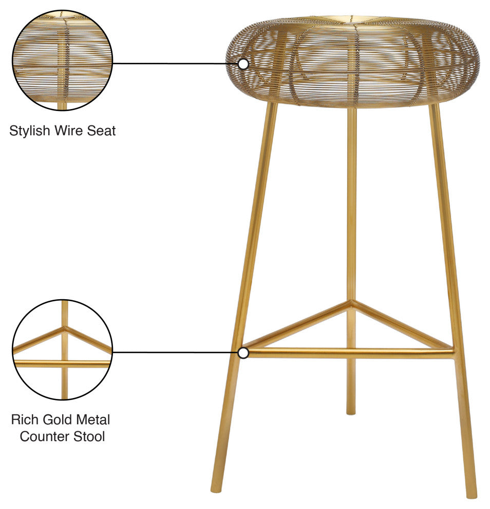 Tuscany Durable Metal Stool, Gold, Counter Height