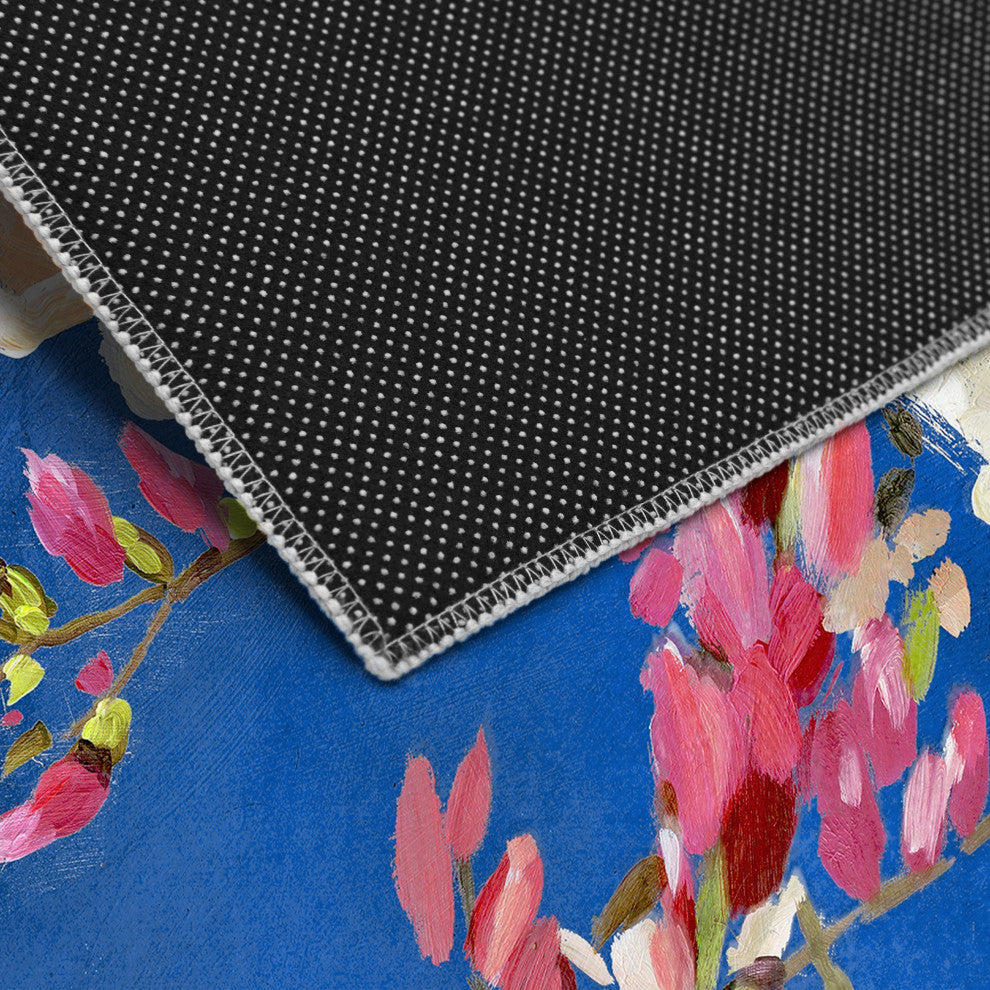 Midnight Flowers I Hand Washable power-loomed Art Area Rug, 5'x7.5'