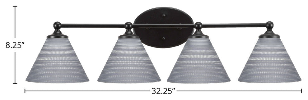 Capri 4-Light Bath Bar, Matte Black/Gray Matrix