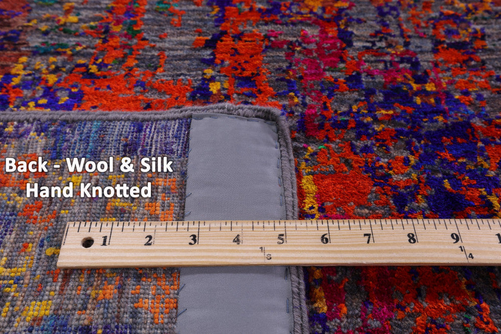 8' 10" X 12' 5" Modern Wool & Silk Handmade Rug - Q13489