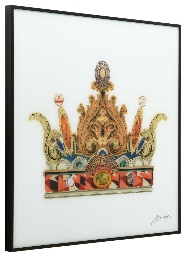 "Crowns" Printed Wall Art Glass Encased With Black Anodized Aluminum Frame
