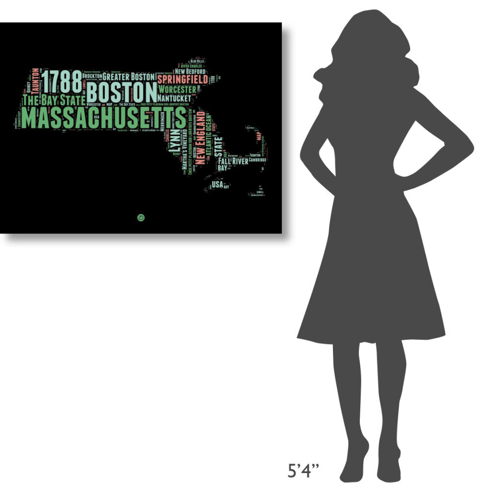 "Massachusetts Word Cloud 1" Fine Art Print
