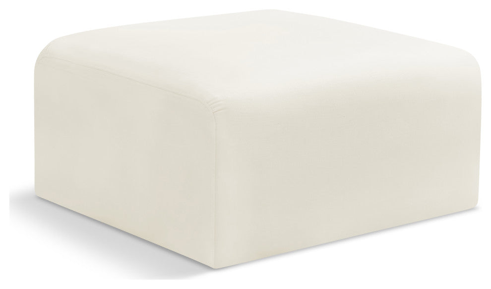 Arc Upholstered Modular Component, Cream, 1-Piece: Ottoman, Velvet