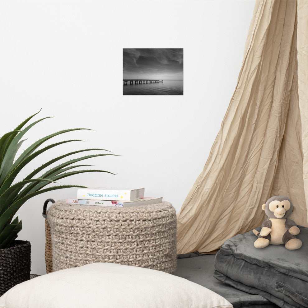End of the Pier Landscape Photo, Beach Unframed Wall Art Print, 8" X 10"