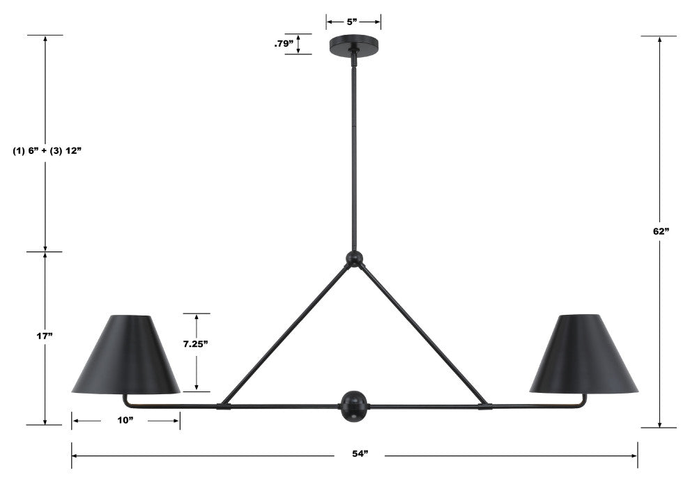 Xavier 4-Light Matte Black Chandelier