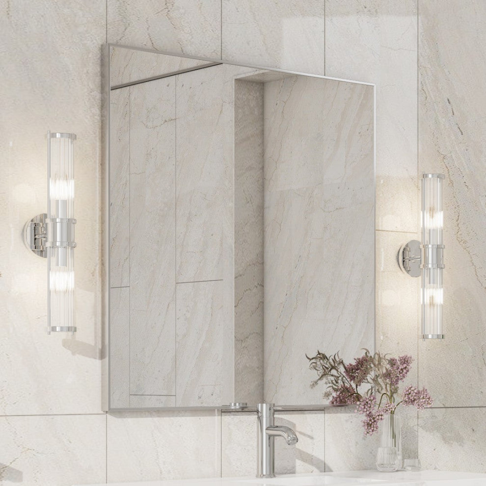 Eviva Vista 30" x 30" Square Brushed Nickel Metal Framed Mirror