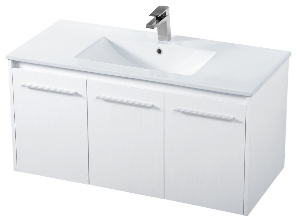 Single Bathroom Floating Vanity, White, 40"