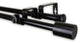 Nora 5/8" Double Curtain, Rod 28-48", Black