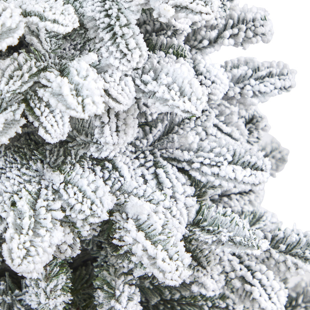 44" Flocked North Carolina Fir Faux Xmas Tree W/White Lights & Bendable Branches