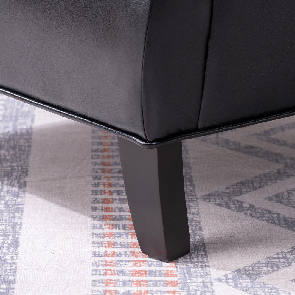 Faux Leather/Fabric Armchair with Wood Legs, Black, 26'' X 30''