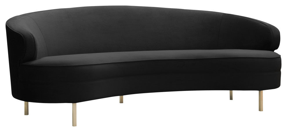 Baila Black Velvet Sofa - Black