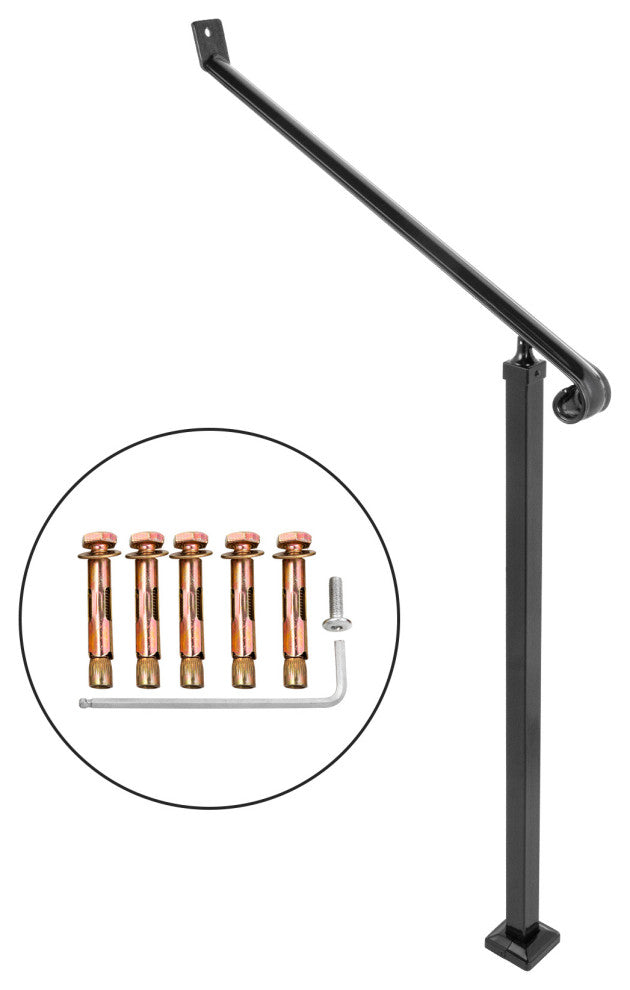 Handrails for Outdoor Steps Wrought Iron Step Railings, Fit 2-3 Steps