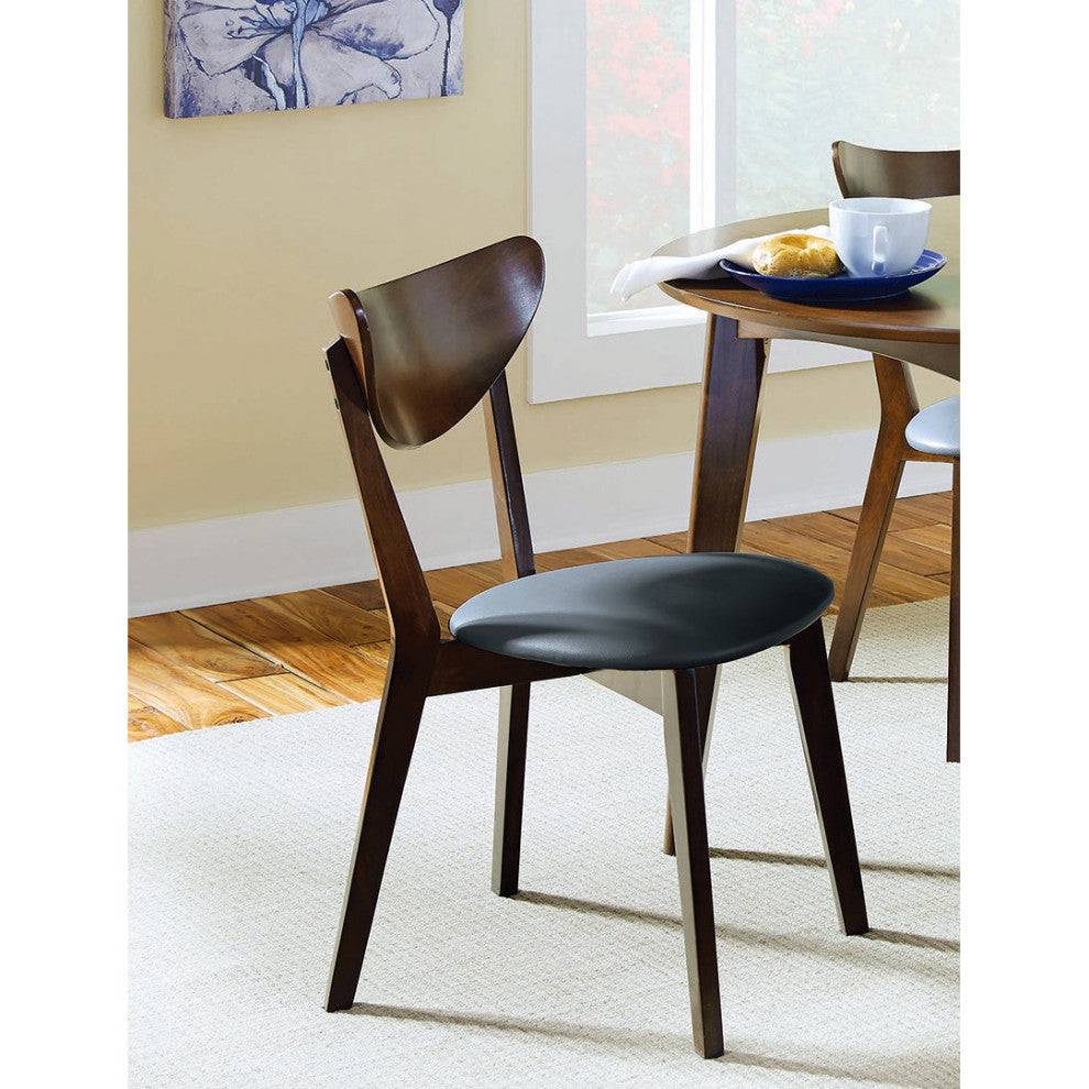 Set of 2 Dining Chairs, Walnut and Black