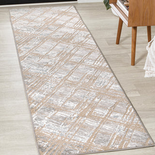 Slant Modern Abstract Beige/Gray 2 ft. x 8 ft. Runner Rug