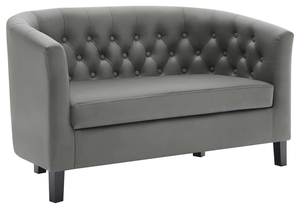 Prospect Upholstered Vinyl Loveseat, Gray