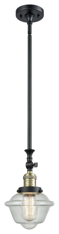 Small Oxford 1-Light LED Pendant, Black Antique Brass, Glass: Seedy