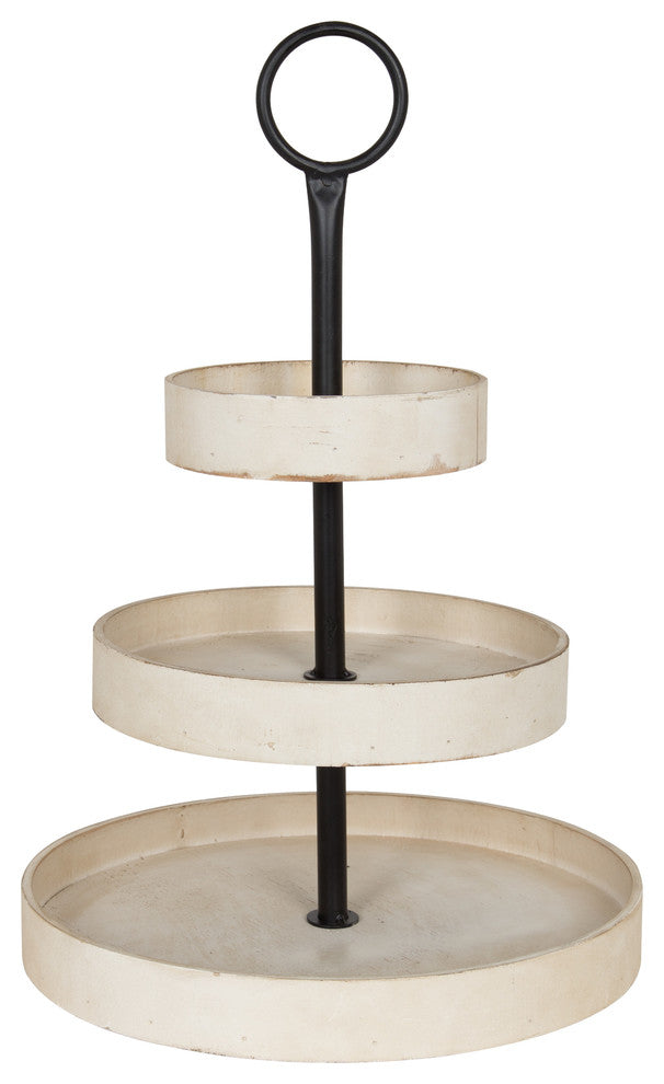 Kate and Laurel Woodmont 3 Tiered Wood Tray, White