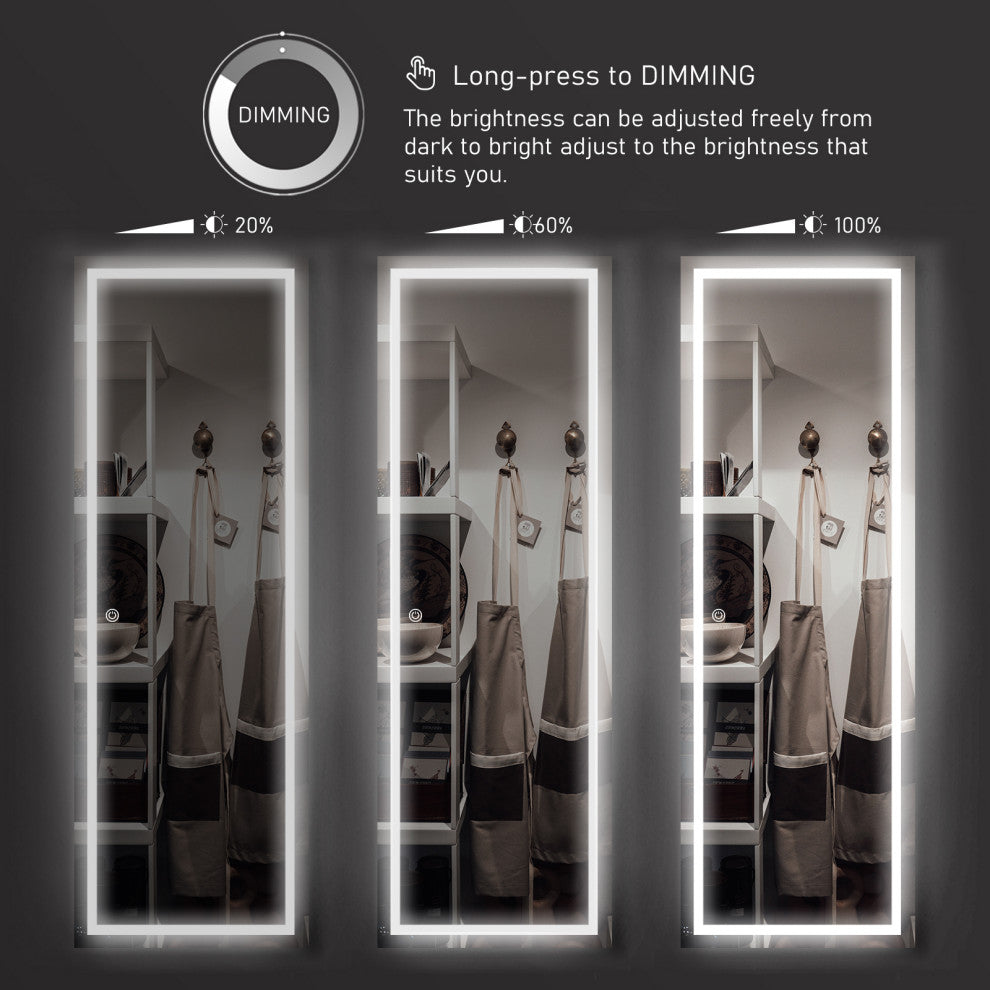 LED Vanity Wall Mounted Fitting Mirror, Vertical/Horizontal, 22x65", Inner Light, Touch