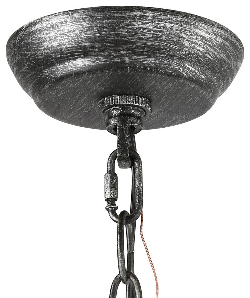 LNC 3-Lights Farmhouse Distressed Gray Globe Cage Mini Chandelier