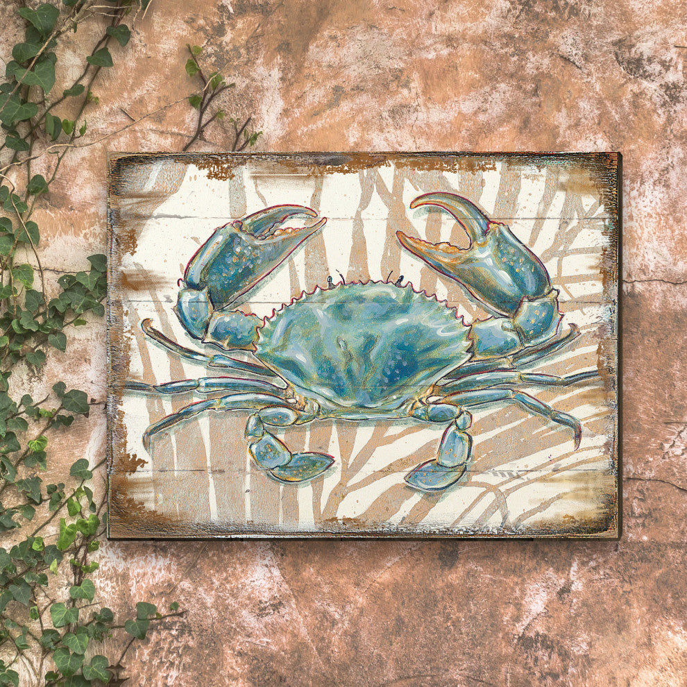 Scenic Crab Wooden Block, 18 X 12