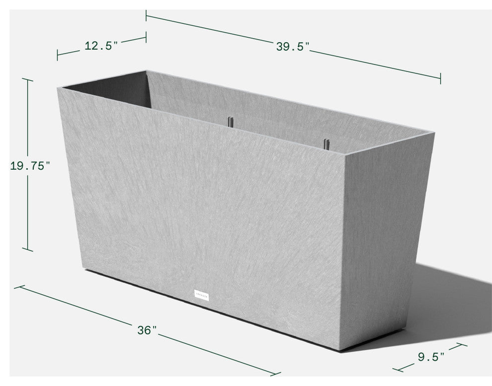 Midori Trough Planter, Grey, 39 Inch, 1 Pack