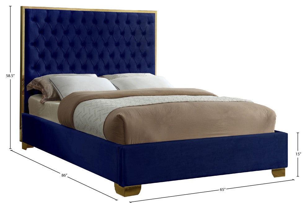 Lana Velvet Bed, Navy, Queen