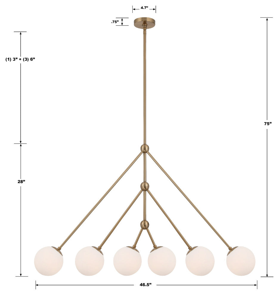 Omni 6-Light Aged Brass Chandelier