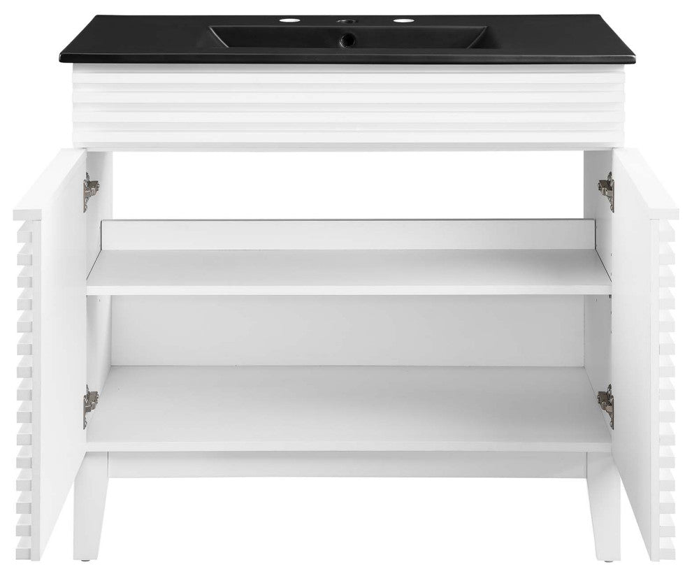 Render 36" Bathroom Vanity, White Black