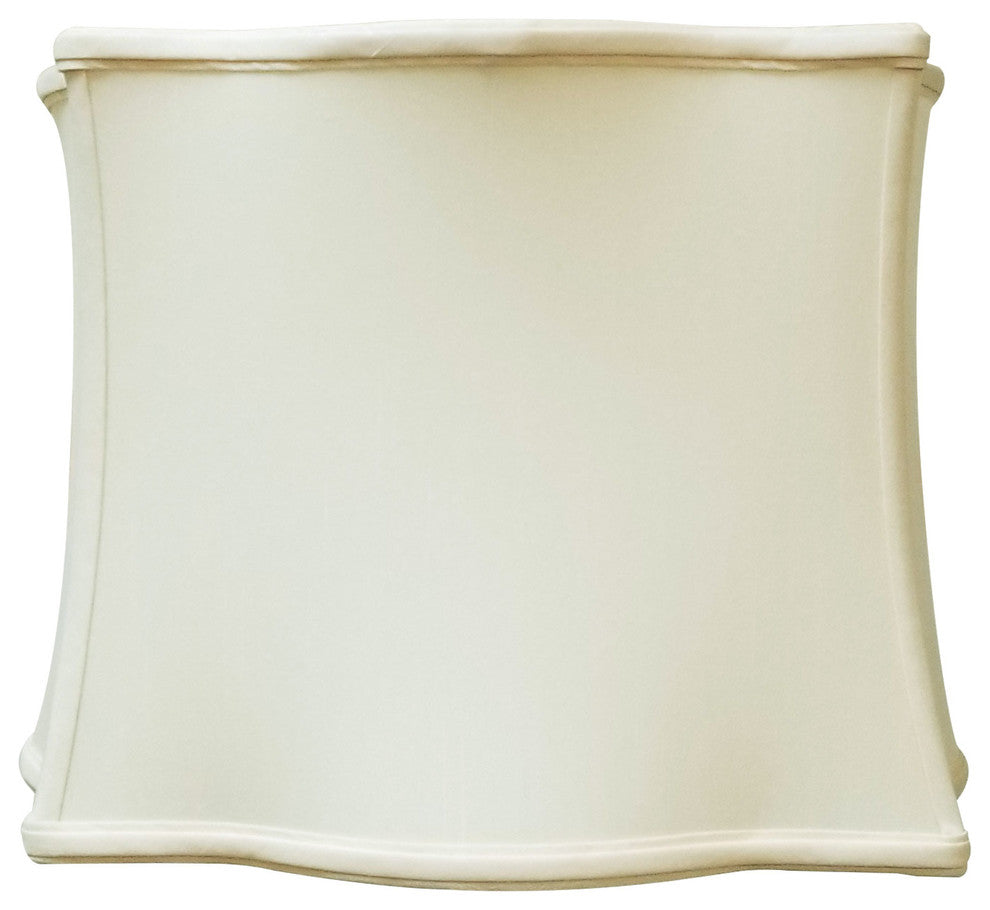 Scallop Top & Bottom Square Basic Lampshade, Antique Gold, Eggshell, 13x14x10.5