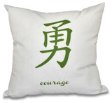 20"x20" Courage, Word Print Pillow, Green