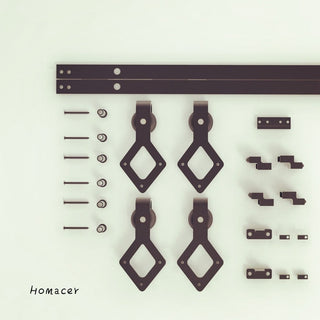 Mini Sliding Barn Door Hardware Kit, Diamond Design, 84", Double