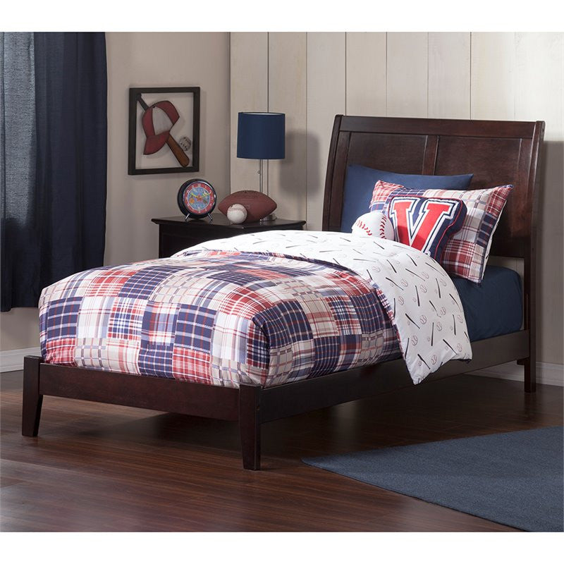 AFI Portland Twin XL Wood Foundation Bed with USB Charging Station in Espresso
